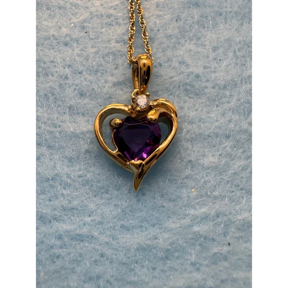 Sterling Silver & Gold Jewelry Set with Amethyst – Earrings, Ring & Necklace - Picture 2 of 10